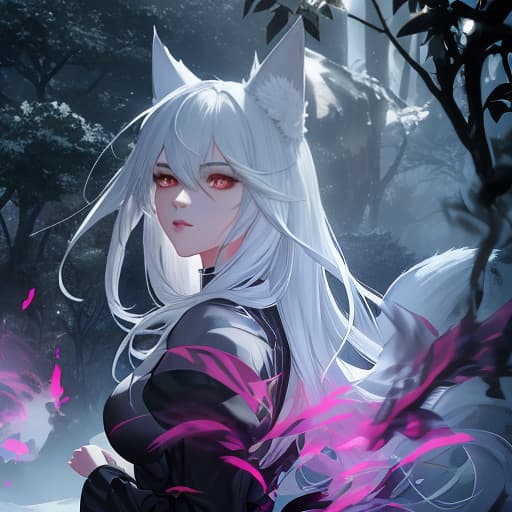  The beast is a girl with fox ears and snow white hair, her eyes are red in 8K resolution, Anime style photo, Manga style, Digital art, glow effects, Hand drawn, render, 8k, octane render, cinema 4d, blender, dark, atmospheric 4k ultra detailed, cinematic sensual, Sharp focus, humorous illustration, hyperrealistic, big depth of field, Masterpiece, colors, 3d octane render, 4k, concept art, trending on artstation, hyperrealistic, Vivid colors hyperrealistic, full body, detailed clothing, highly detailed, cinematic lighting, stunningly beautiful, intricate, sharp focus, f/1. 8, 85mm, (centered image composition), (professionally color graded), ((bright soft diffused light)), volumetric fog, trending on instagram, trending on tumblr, HDR 4K, 8K