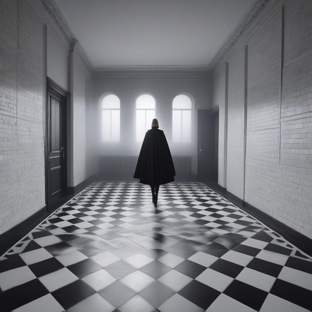  Draw a room from a top angle, black and white tiles. hyperrealistic, full body, detailed clothing, highly detailed, cinematic lighting, stunningly beautiful, intricate, sharp focus, f/1. 8, 85mm, (centered image composition), (professionally color graded), ((bright soft diffused light)), volumetric fog, trending on instagram, trending on tumblr, HDR 4K, 8K