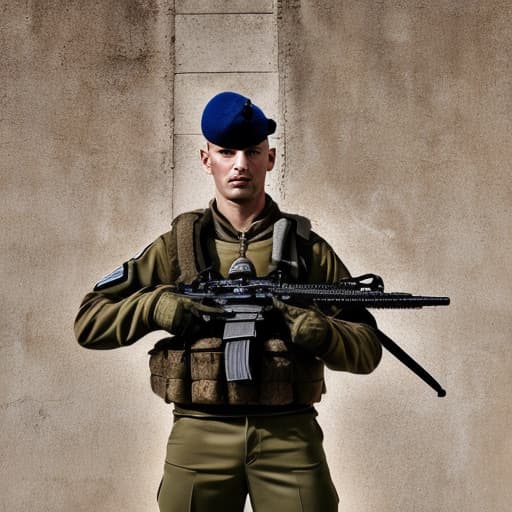 portrait+ style Spanish current soldier shooting