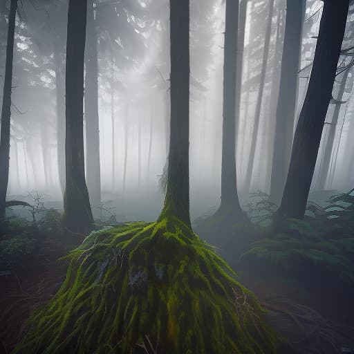  night forest in fog, adventurous , wild , captivating , by David Yarrow, Nick Brandt, Art Wolfe, Paul Nicklen, Joel Sartore hyperrealistic, full body, detailed clothing, highly detailed, cinematic lighting, stunningly beautiful, intricate, sharp focus, f/1. 8, 85mm, (centered image composition), (professionally color graded), ((bright soft diffused light)), volumetric fog, trending on instagram, trending on tumblr, HDR 4K, 8K