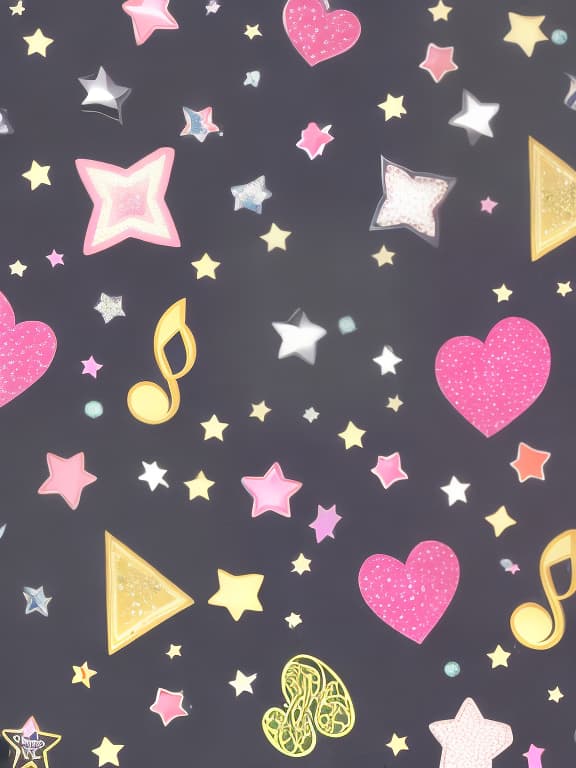  Cute musical notes and sparkling stars and gems wallpaper