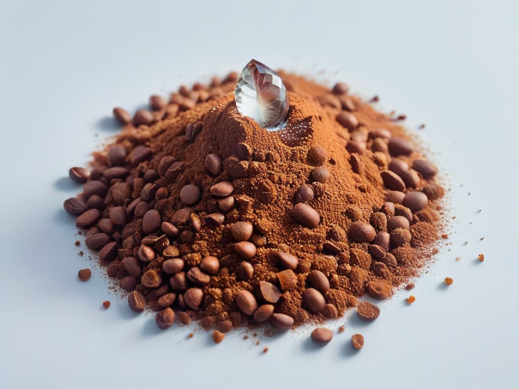  A closeup, ultradetailed image of a single ethicallysourced cocoa bean resting on a bed of raw sugar crystals, showcasing the natural textures and rich colors of the ingredients. The smooth, glossy surface of the cocoa bean contrasts with the rough, sparkling crystals of sugar, creating a visually striking and minimalist composition that embodies the essence of fair trade ingredients in baking. hyperrealistic, full body, detailed clothing, highly detailed, cinematic lighting, stunningly beautiful, intricate, sharp focus, f/1. 8, 85mm, (centered image composition), (professionally color graded), ((bright soft diffused light)), volumetric fog, trending on instagram, trending on tumblr, HDR 4K, 8K