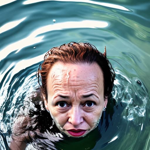  woman's forehead sticking from the water