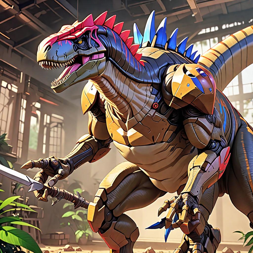  anime style artwork, (masterpiece:1.1), (highest quality:1.1), rpbotic dinobot t rex, anime style, key visual, vibrant, studio anime, highly detailed