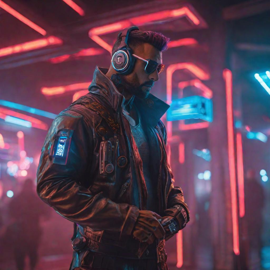  Cyberpunk guy's birthday 2077 hyperrealistic, full body, detailed clothing, highly detailed, cinematic lighting, stunningly beautiful, intricate, sharp focus, f/1. 8, 85mm, (centered image composition), (professionally color graded), ((bright soft diffused light)), volumetric fog, trending on instagram, trending on tumblr, HDR 4K, 8K