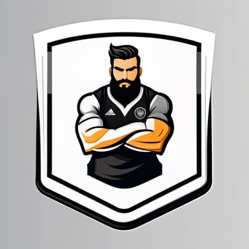  (((emblem logo))), ((clean and minimal logo design)), minimalist style men's esports team logo, biceps, beard, minimalism, no background, flat design . simple, clean, uncluttered, modern, elegant, (white background), (digital printing), high quality, high detail, high quality illustration hyperrealistic, full body, detailed clothing, highly detailed, cinematic lighting, stunningly beautiful, intricate, sharp focus, f/1. 8, 85mm, (centered image composition), (professionally color graded), ((bright soft diffused light)), volumetric fog, trending on instagram, trending on tumblr, HDR 4K, 8K