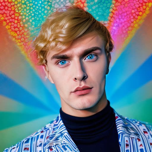 portrait+ style Russian queer mad TV actor blonde hunk dude face