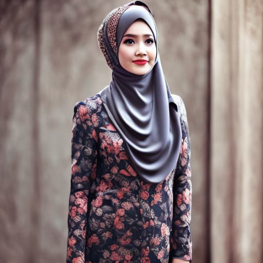 portrait+ style wanita Indonesia yang cantik berkulit putih memakai jilbab