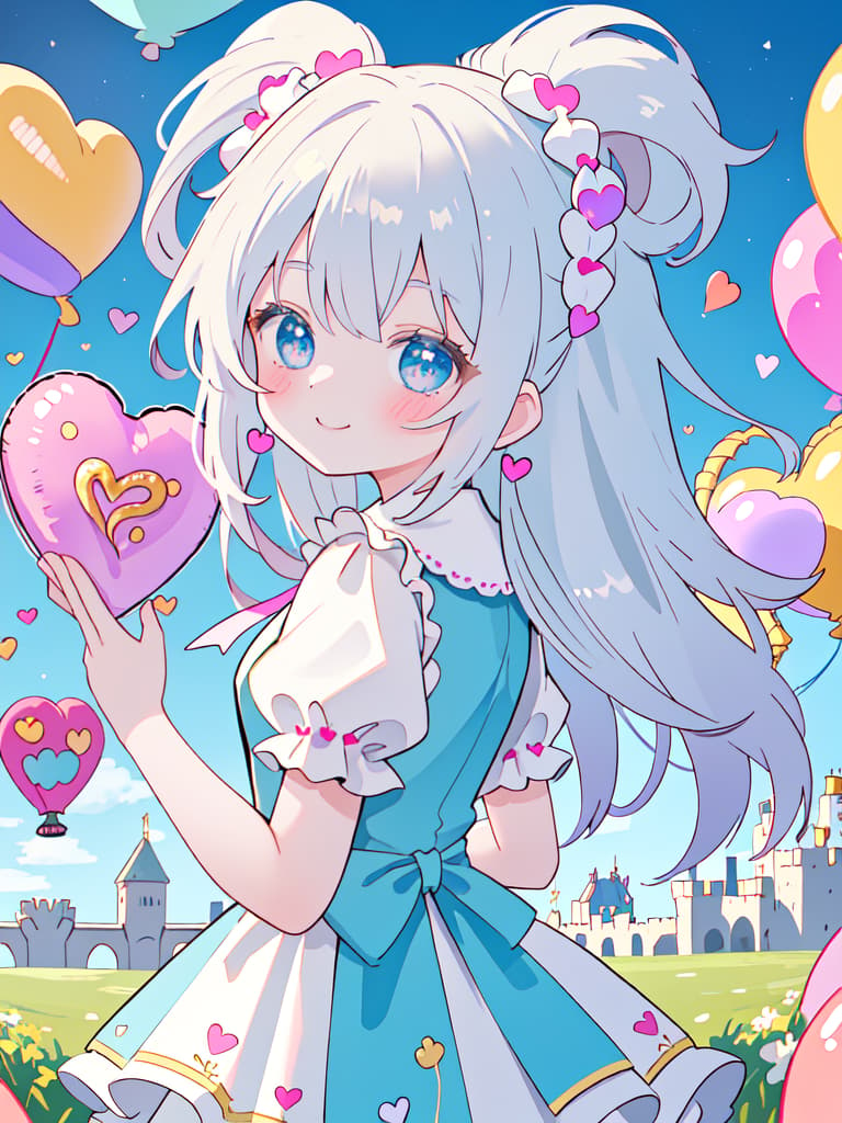  ultra detailed:1.2,masterpiece:1.2,best quality,masterpiece,bestquality,hdr:1.1,8k:1.1,very cute girl:1.3,(old castle:1.2),heart shaped balloon:1.3,(holding heart shaped balloon:1.3),candy stripe dress:1.3,looking back:1.3,ribbon headband:1.3,head tilt:1.4,waving hand:1.3,seductive smile:1.4,upper body:1.1, masterpiece, best quality,8k,ultra detailed,high resolution,an extremely delicate and beautiful,hyper detail