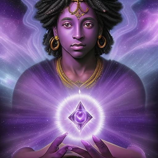  A mystical god of aura in space of the color purple