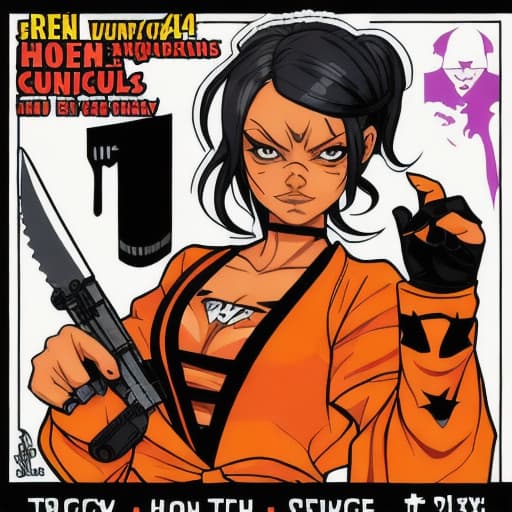  Henchmen: Roxy (Name: unknown) Birth place: (unknown) Age: Unknown Female Race: Mixed Member of The Order Physical characteristics: 5’9 210 Black star tattoo engulfing her left eye very hippy in the hips wear orange clothes hair long & wavy Powers: body creates it’s own toxics Weapons: high fructose pies, knifes, Knife expert,master of poisons, AR-14 blaster