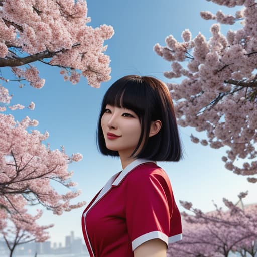  prompt: rosto 3d estilo anime japonês , cartoon //manda foto do rosto da sakura [In front of a stunning cherry blossom tree, Sakura wears her signature red outfit along with her gray shorts. She has a gentle smile on her face as she enjoys the beauty of the flowering trees around her. As petals slowly fall from the branches above, Sakura closes her eyes and tilts her head back, letting them gently rest on her cheeks.] hyperrealistic, full body, detailed clothing, highly detailed, cinematic lighting, stunningly beautiful, intricate, sharp focus, f/1. 8, 85mm, (centered image composition), (professionally color graded), ((bright soft diffused light)), volumetric fog, trending on instagram, trending on tumblr, HDR 4K, 8K