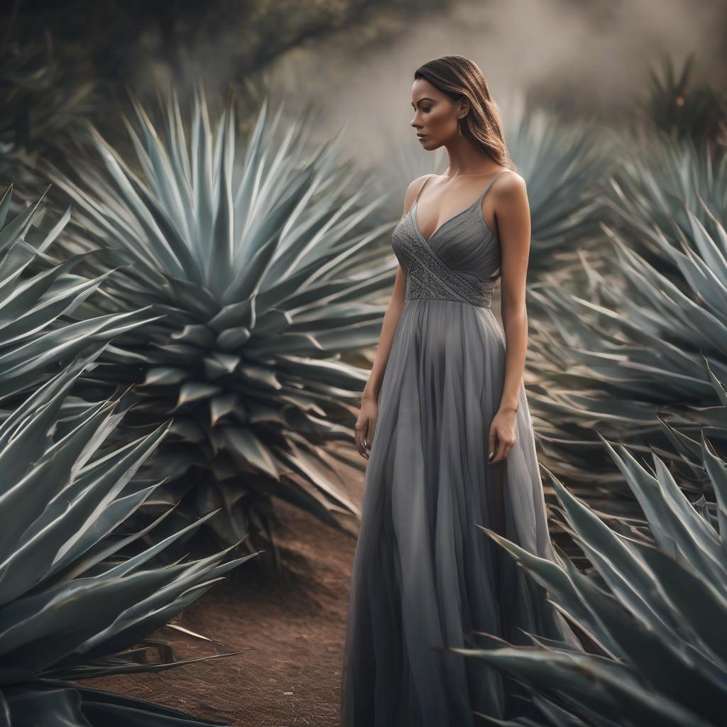  Sad beauty in a gray dress with an agave plant. hyperrealistic, full body, detailed clothing, highly detailed, cinematic lighting, stunningly beautiful, intricate, sharp focus, f/1. 8, 85mm, (centered image composition), (professionally color graded), ((bright soft diffused light)), volumetric fog, trending on instagram, trending on tumblr, HDR 4K, 8K