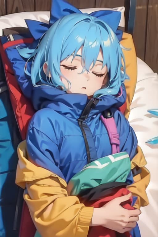  Cirno in a sleeping bag