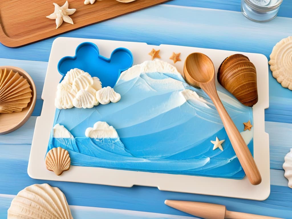  An ultradetailed 8k image of a minimalist kitchen countertop set up for baking themed around Moana, showcasing a sleek marble surface with carefully arranged Moanathemed cookie cutters, a rolling pin with tropical patterns, a wooden mixing spoon adorned with seashell motifs, and vibrant food coloring bottles in shades of ocean blue and sandy beige. The image captures the essence of a professional and inspiring Moanathemed baking experience, perfect for beginners looking to dive into themed pastry making. hyperrealistic, full body, detailed clothing, highly detailed, cinematic lighting, stunningly beautiful, intricate, sharp focus, f/1. 8, 85mm, (centered image composition), (professionally color graded), ((bright soft diffused light)), volumetric fog, trending on instagram, trending on tumblr, HDR 4K, 8K