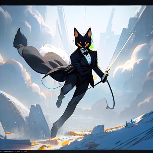  (Tuxedo cat ), anime, highly detailed, 4k, high quality, trending on art station hyperrealistic, full body, detailed clothing, highly detailed, cinematic lighting, stunningly beautiful, intricate, sharp focus, f/1. 8, 85mm, (centered image composition), (professionally color graded), ((bright soft diffused light)), volumetric fog, trending on instagram, trending on tumblr, HDR 4K, 8K