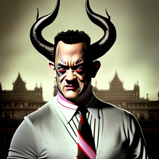 estilovintedois Evil Tom Hanks with Horns looking at little girls