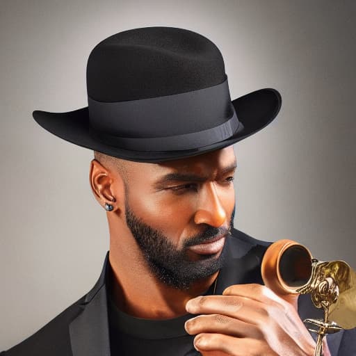  a man Wearing a Black hat in front of computer hyperrealistic, full body, detailed clothing, highly detailed, cinematic lighting, stunningly beautiful, intricate, sharp focus, f/1. 8, 85mm, (centered image composition), (professionally color graded), ((bright soft diffused light)), volumetric fog, trending on instagram, trending on tumblr, HDR 4K, 8K