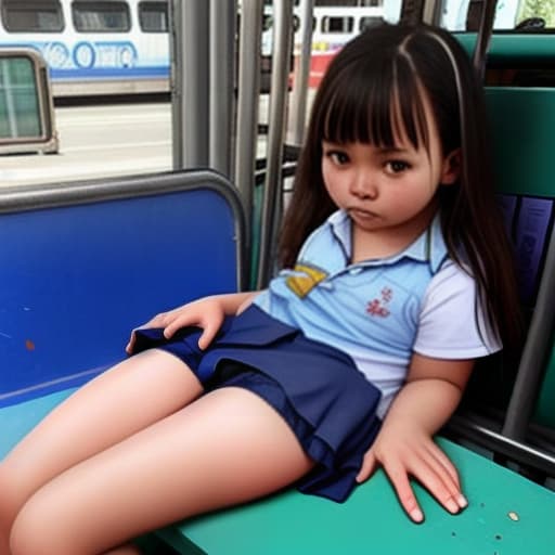  niña de 12 años en calzones en la estación de buses en Vietnam