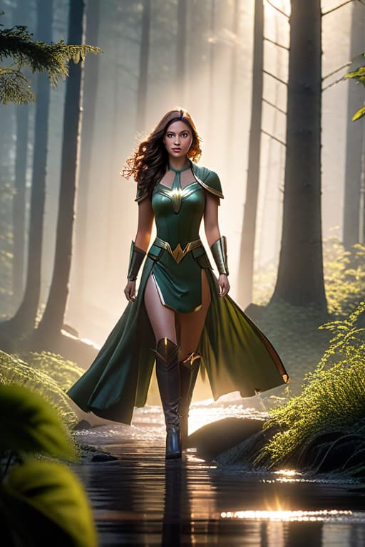  best quality, masterpiece, highres, photorealistic, high quality, volumetric lighting, candid, Photograph, high resolution, nightime, a young European with skin details, ids hair, fantasy, harmonious, determined, foggy old forest, dress like a super heros, beautiful with eyes liner, realistic hyperrealistic, full body, detailed clothing, highly detailed, cinematic lighting, stunningly beautiful, intricate, sharp focus, f/1. 8, 85mm, (centered image composition), (professionally color graded), ((bright soft diffused light)), volumetric fog, trending on instagram, trending on tumblr, HDR 4K, 8K