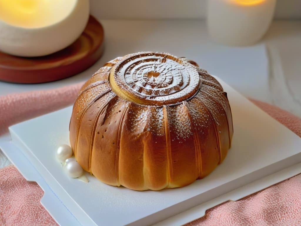  A minimalist, highresolution image of a beautifully crafted concha, a traditional Mexican sweet bread, with a modern twist showcasing a fusion of global flavors and ingredients. The concha is intricately designed, highlighting the fusion and reinterpretation of traditional Mexican pan dulce in a contemporary and visually appealing way. hyperrealistic, full body, detailed clothing, highly detailed, cinematic lighting, stunningly beautiful, intricate, sharp focus, f/1. 8, 85mm, (centered image composition), (professionally color graded), ((bright soft diffused light)), volumetric fog, trending on instagram, trending on tumblr, HDR 4K, 8K