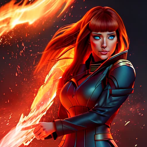  **Name:** Ember **Appearance:** Ember is a young woman with long, flowing auburn hair and piercing blue eyes. She wears the standard UA High School uniform, but her blazer is adorned with intricate fire patterns. **Quirk:** **Pyrokinesis:** Ember has the power to generate and manipulate fire at will. She can create blazing infernos, launch fireballs, and shape her flames into various forms. **Abilities:** * **Fire Breath:** Ember can exhale a powerful stream of fire that can incinerate opponents from a distance. * **Flame Manipulation:** She can control the shape, size, and intensity of her flames, allowing her to create intricate fire constructs or devastating explosions. * **Heat Resistance:** Ember's body is highly resistant to hea hyperrealistic, full body, detailed clothing, highly detailed, cinematic lighting, stunningly beautiful, intricate, sharp focus, f/1. 8, 85mm, (centered image composition), (professionally color graded), ((bright soft diffused light)), volumetric fog, trending on instagram, trending on tumblr, HDR 4K, 8K