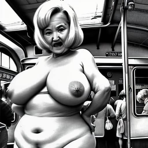  granny voluptuosa en calzones en el estación de tren de 1960s de Japón fotos de 8mm prohibidas