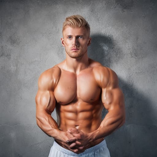 portrait+ style Russian queer fitness model blonde hunk dude face