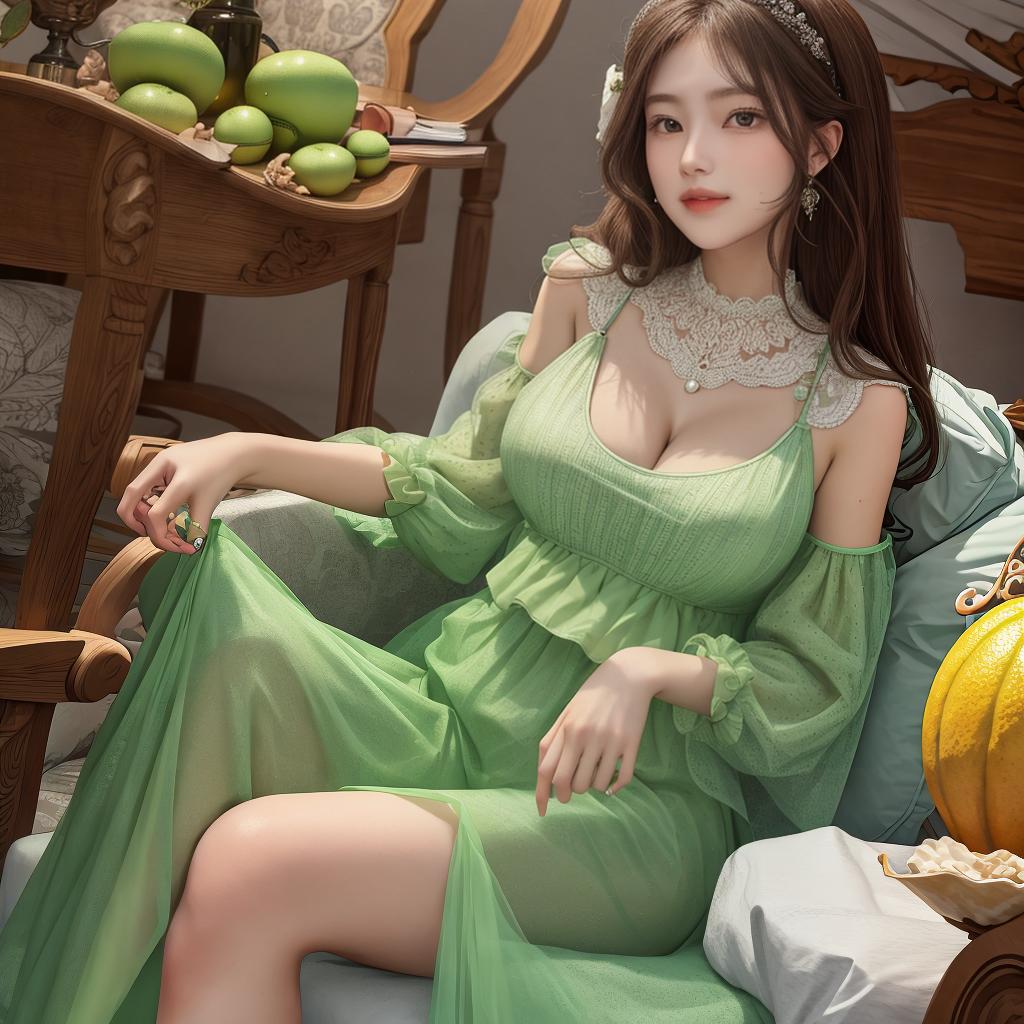  Masterpiece, best quality, melon-faced beauty dressed braless