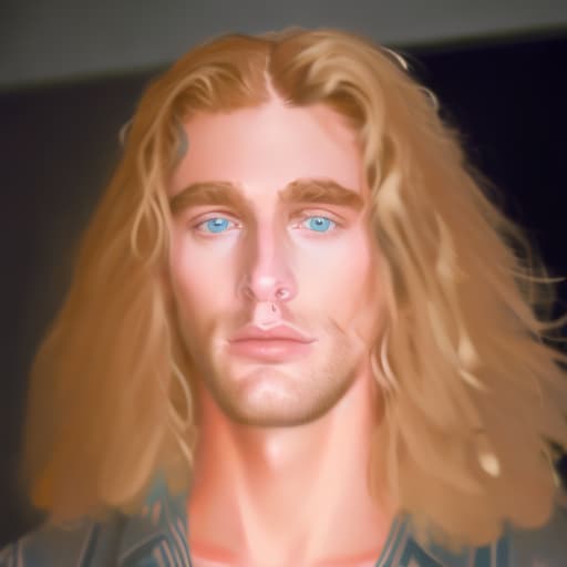 portrait+ style Australian queer supermodel blonde hunk dude face