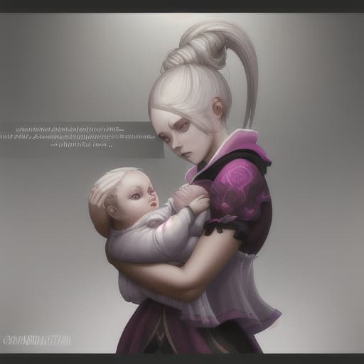  there is a woman holding a baby in her arms with a text overlay that reads with all love, zbrush contest winner, zbrush central contest winner, inspired by Anna Dittmann, inspired by Fabien Charuau, 3