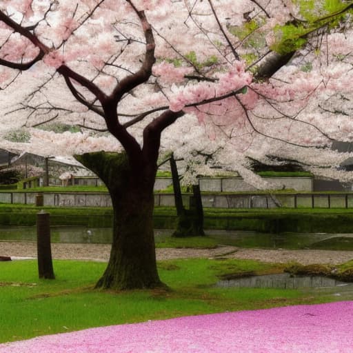  Sakura blossom and fallen from tree