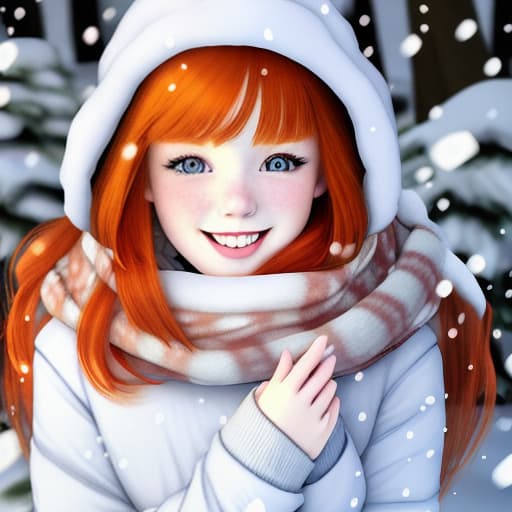  pretty cute ginger girl 26 yo in the snow