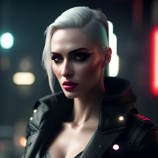  ultra realistic close up portrait ((beautiful pale cyberpunk female with heavy black eyeliner)), blue eyes, shaved side haircut, hyper detail, cinematic lighting, magic neon, dark red city, Canon EOS R3, nikon, f/1.4, ISO 200, 1/160s, 8K, RAW, unedited, symmetrical balance, in frame, 8K hyperrealistic, full body, detailed clothing, highly detailed, cinematic lighting, stunningly beautiful, intricate, sharp focus, f/1. 8, 85mm, (centered image composition), (professionally color graded), ((bright soft diffused light)), volumetric fog, trending on instagram, trending on tumblr, HDR 4K, 8K