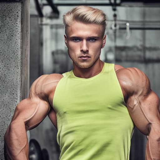 portrait+ style Russian queer fitness model blonde hunk dude face