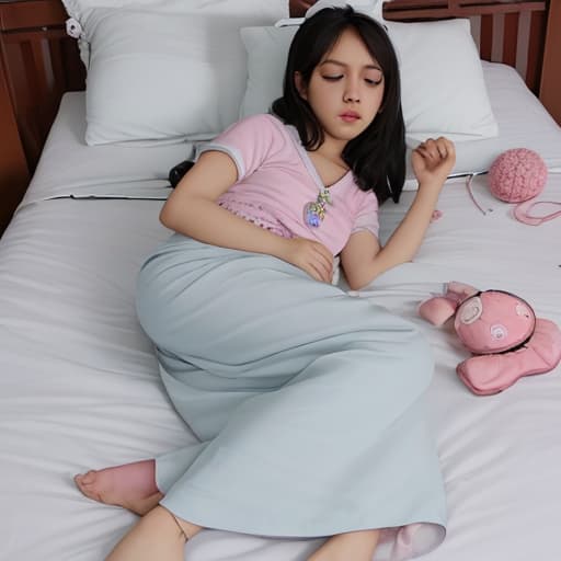  perempuan tidur atas katil