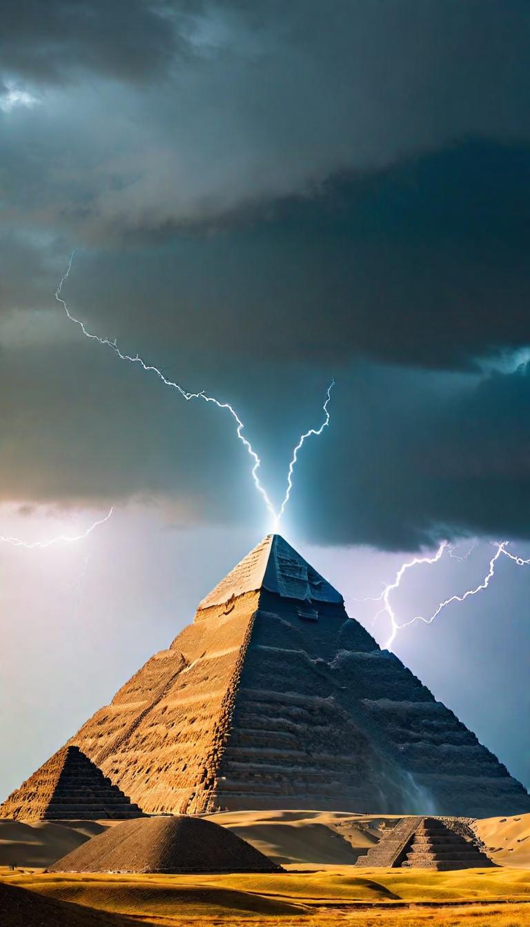  Professional 3D model of Creepy Ancient aliens pyramids sinister with ufos in the sky and lightning and flying saucers in the air . Rendered with Octane, the model is highly detailed,dramatic lighting. hyperrealistic, full body, detailed clothing, highly detailed, cinematic lighting, stunningly beautiful, intricate, sharp focus, f/1. 8, 85mm, (centered image composition), (professionally color graded), ((bright soft diffused light)), volumetric fog, trending on instagram, trending on tumblr, HDR 4K, 8K