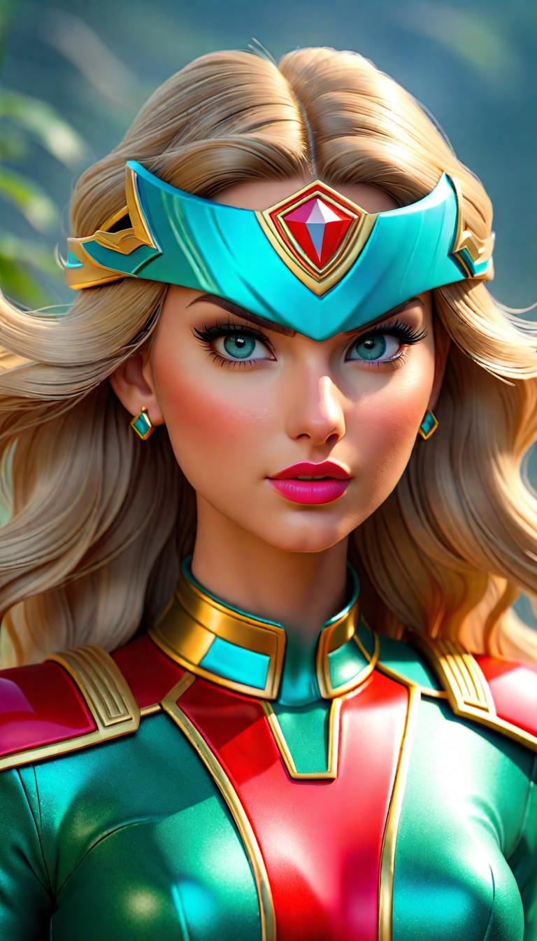  Professional 3D model of Taylor Swift as a Aqua Power Ranger . Rendered with Octane, the model is highly detailed,dramatic lighting. hyperrealistic, full body, detailed clothing, highly detailed, cinematic lighting, stunningly beautiful, intricate, sharp focus, f/1. 8, 85mm, (centered image composition), (professionally color graded), ((bright soft diffused light)), volumetric fog, trending on instagram, trending on tumblr, HDR 4K, 8K