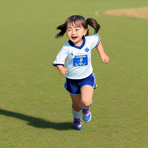  A little girl was running in the field,