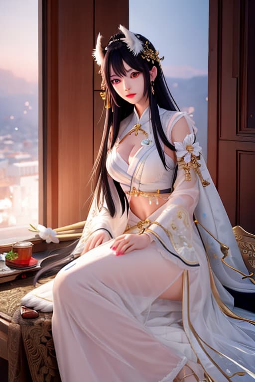  黒髪ストレートロング 美少女 猫耳 巨乳 色白 鼻が高い 目が青い hyperrealistic, full body, detailed clothing, highly detailed, cinematic lighting, stunningly beautiful, intricate, sharp focus, f/1. 8, 85mm, (centered image composition), (professionally color graded), ((bright soft diffused light)), volumetric fog, trending on instagram, trending on tumblr, HDR 4K, 8K