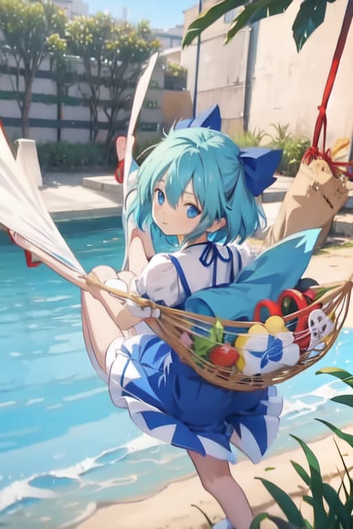  Cirno in a hammock, Ghibli style