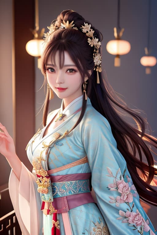  best quality, masterpiece, highres, 1girl,blush,(seductive smile:0.8),star shaped pupils,china hanfu,hair ornament,necklace, jewelry,Beautiful face,upon body, tyndall effect,photorealistic, dark studio, rim lighting, two tone lighting,(high detailed skin:1.2), 8k uhd, dslr, soft lighting, high quality, volumetric lighting, candid, Photograph, high resolution, 4k, 8k, Bokeh hyperrealistic, full body, detailed clothing, highly detailed, cinematic lighting, stunningly beautiful, intricate, sharp focus, f/1. 8, 85mm, (centered image composition), (professionally color graded), ((bright soft diffused light)), volumetric fog, trending on instagram, trending on tumblr, HDR 4K, 8K