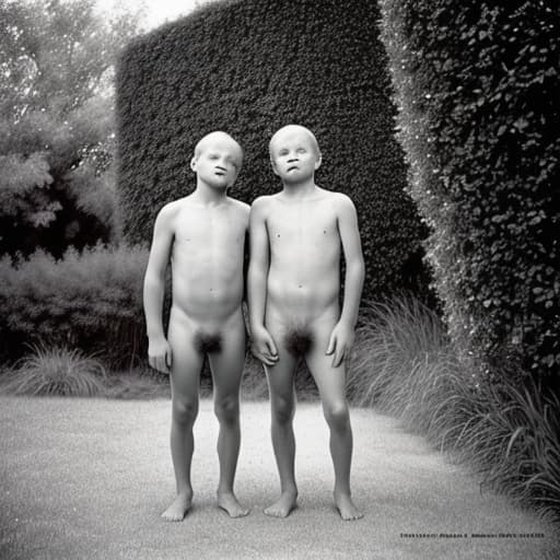  Two Beautiful old and boy in the bushes with no clothes on hugging and ing for the ls magazine, leonardo diffusion, stable diffusion, absolute reality v1.6, perfect symmetry, photo realistic raw, jock sturges and David hamilton style