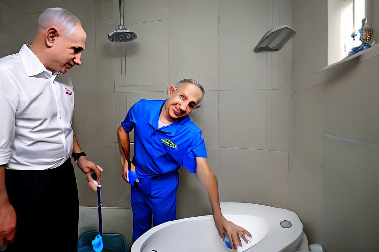 Benjamin Netanyahu cleaning toilet