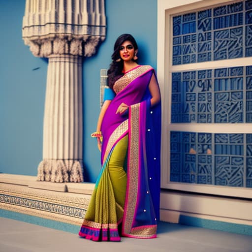 wa-vy style indian girl wearing sarees full body fully realistic hyperrealistic, full body, detailed clothing, highly detailed, cinematic lighting, stunningly beautiful, intricate, sharp focus, f/1. 8, 85mm, (centered image composition), (professionally color graded), ((bright soft diffused light)), volumetric fog, trending on instagram, trending on tumblr, HDR 4K, 8K