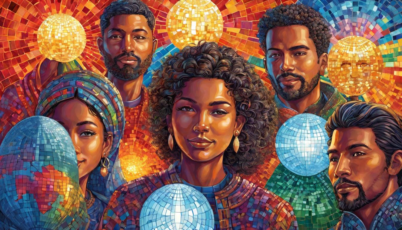  digital illustration, A mosaic of individual faces, each contributing to a radiant globe of light, unity in diversity, collective achievement, bright., looking at viewer, dynamic pose, (intricate details, masterpiece, best quality)