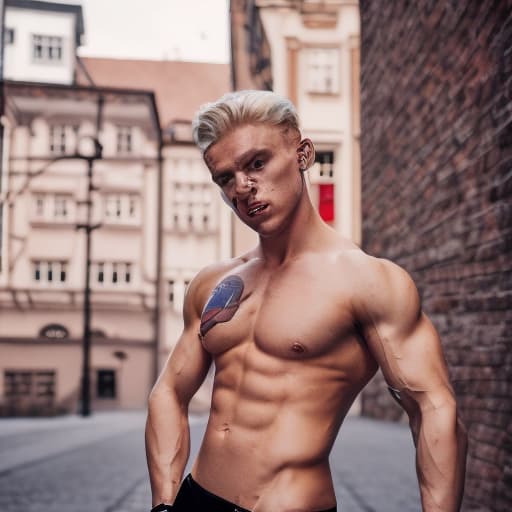 portrait+ style czech homosexual queer fitness model blonde very cute dude face