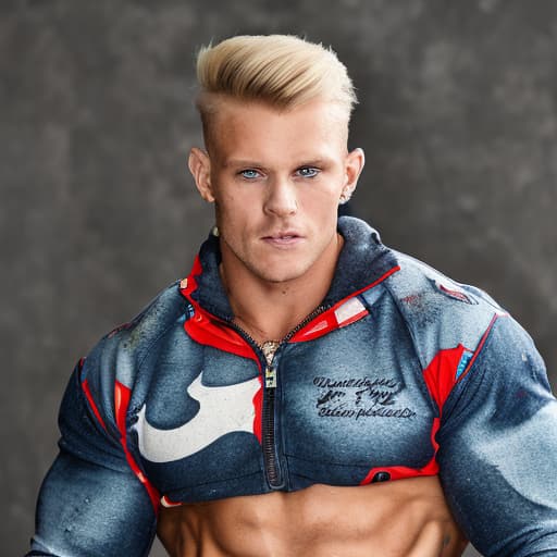 portrait+ style Russian IFBB queer blonde hunk dude facw