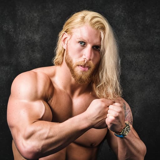 portrait+ style WWE queer blonde hunk dude face