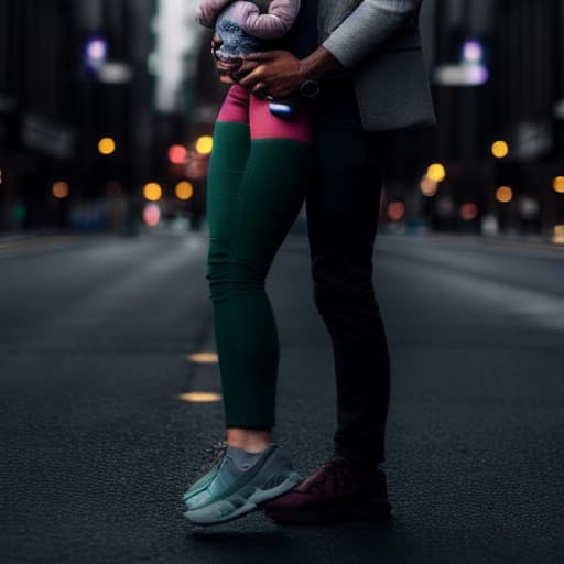  short nerd with a baby daughter hyperrealistic, full body, detailed clothing, highly detailed, cinematic lighting, stunningly beautiful, intricate, sharp focus, f/1. 8, 85mm, (centered image composition), (professionally color graded), ((bright soft diffused light)), volumetric fog, trending on instagram, trending on tumblr, HDR 4K, 8K